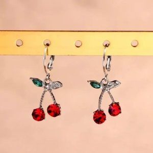 3/$30 🤍 Rhinestone Cherry Earrings